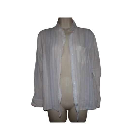 Rails Charli Barcelona Stripe linen blend shirt size XS white/ink/blue/silver - Picture 1 of 5